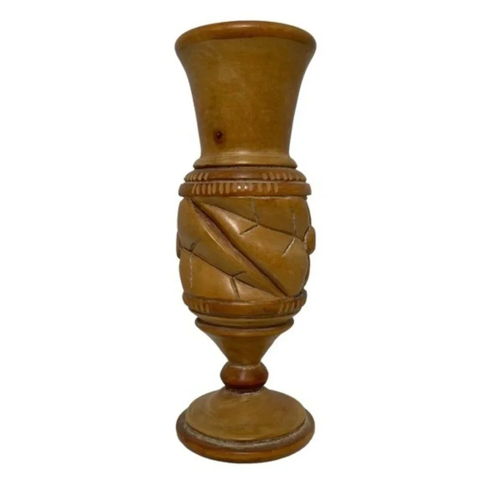 Hand Carved Wood Vase 8